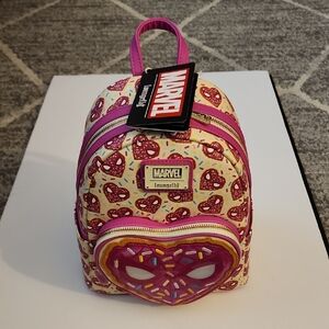 Loungefly Marvel Spider-Man Sprinkle Donut Mask Mini Backpack. NWT